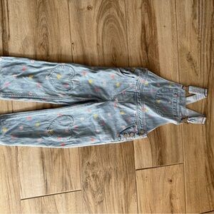 Mini Boden Blue Overalls with Heart and Polka Dots